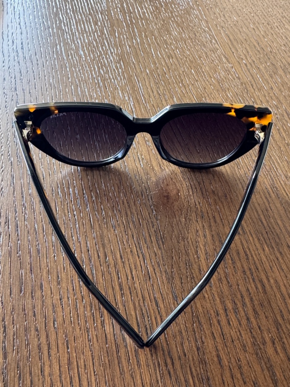 Prada Tortoiseshell Acetate Round Women Sunglasses - Dark Brown/Amber - Picture 9 of 12